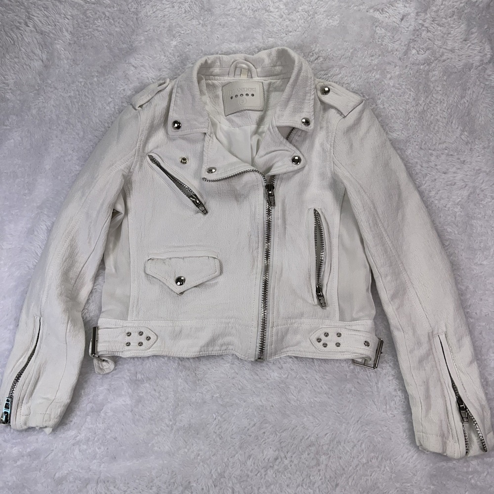 BlankNYC Womens‎ Crepe Moto Jacket White Small Biker